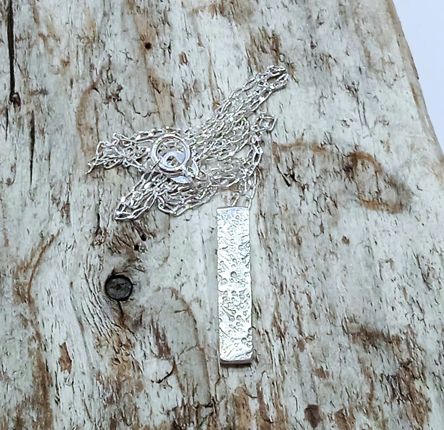  Handmade Sterling Silver Textured Pendant Necklace (NKSSPDBA1) - UK Free Post