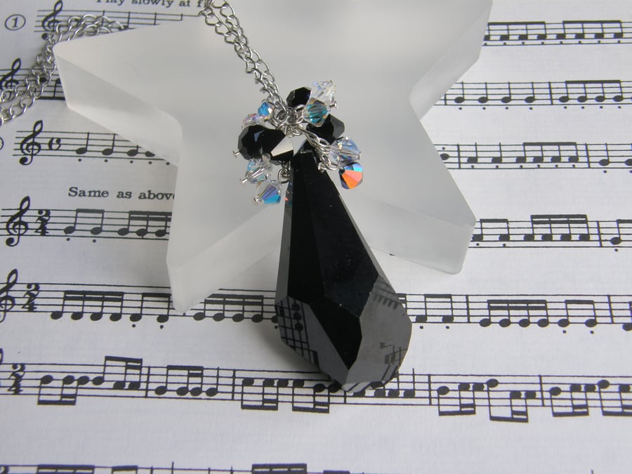 Stunning black Swarovski crystal style necklace