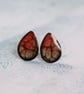 Red And Grey Teardrop Shaped Stud Earrings - Image 2
