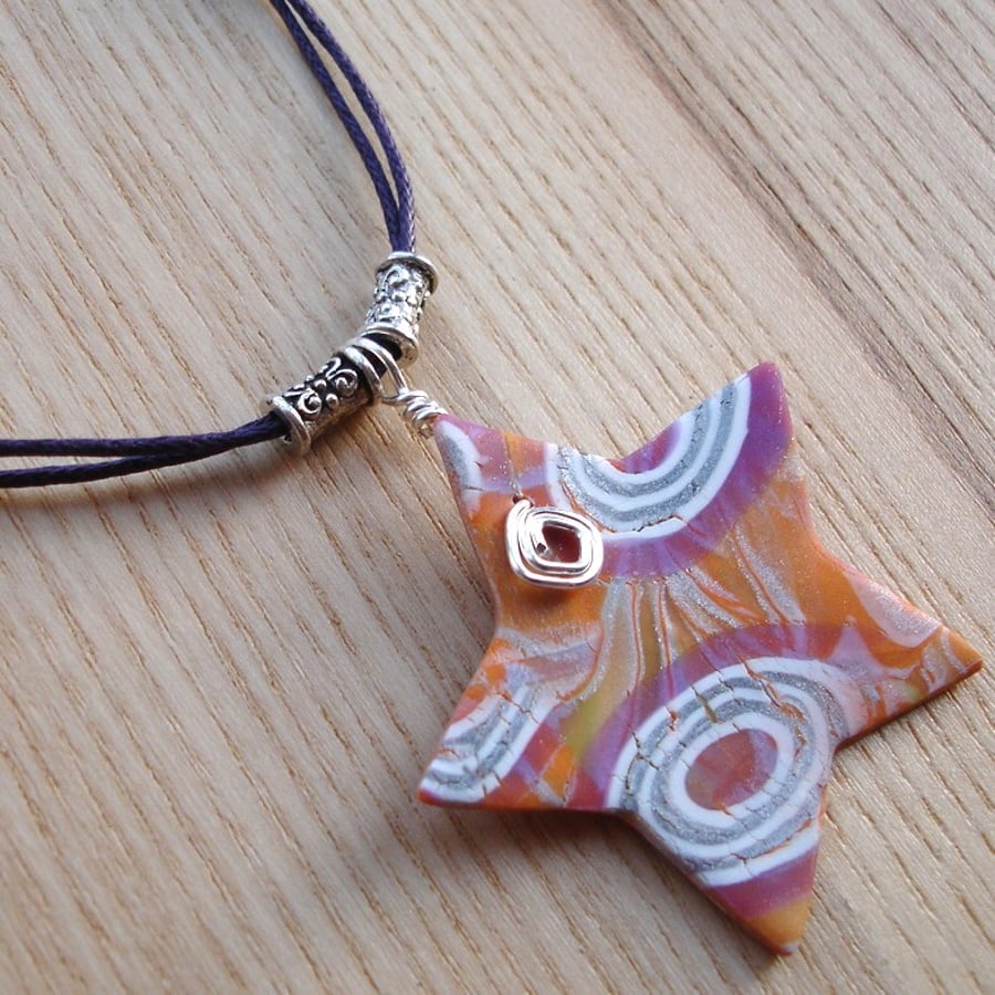 Marble Star FIMO Polymer Clay Pendant