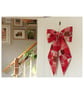 Oversized Red Christmas Bow - Handmade Patchwork Decoration
