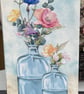 Delicate summer flowers in bottle vases card for any occasion - Image 1