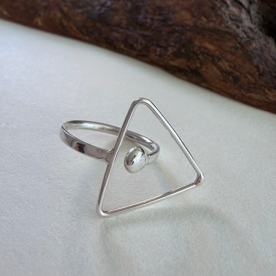 Geometric Silver Triangle Ring