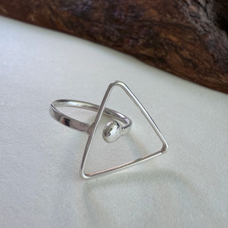 Geometric Silver Triangle Ring
