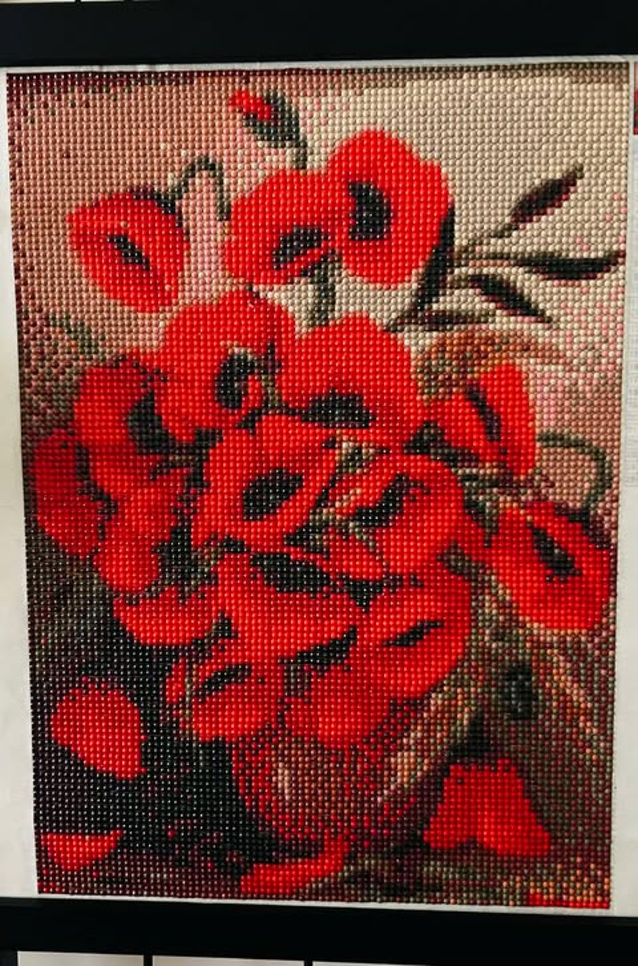 Diamond ART Painting. Vase with red poppies. 1.  