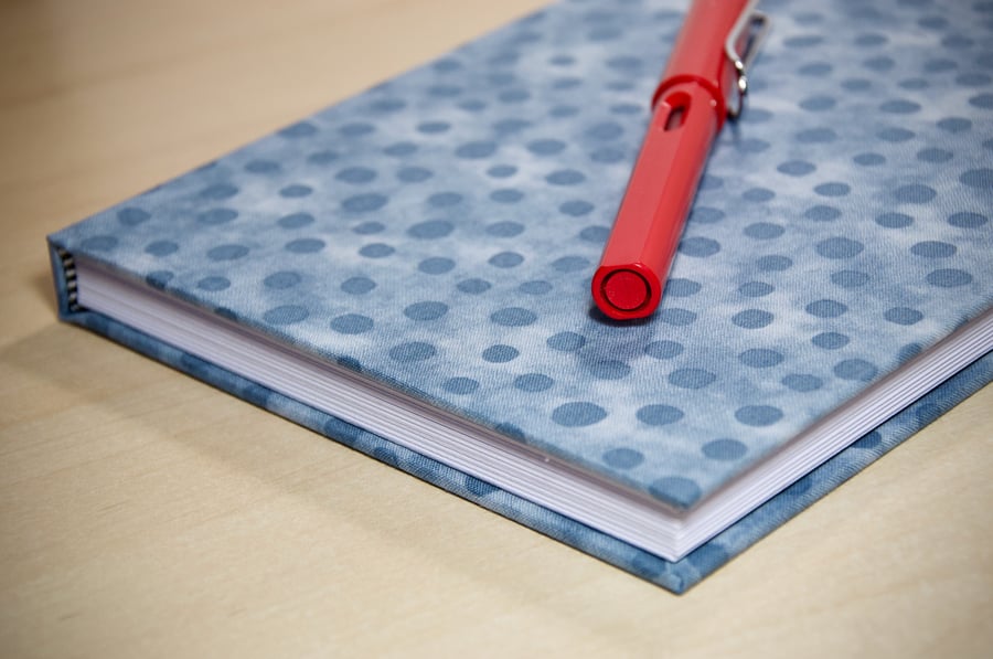A5 Hardback Notebook with full cloth grey spotty cover