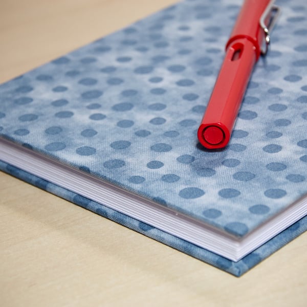 A5 Hardback Notebook with full cloth grey spotty cover