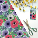 Anemones Gift Wrapping paper - Eco Friendly, Pack of 2 folded sheets