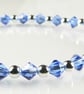 Sapphire blue Preciosa Czech glass beaded bracelet lobster clasp sterling silver