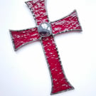 Stained Glass Byzantine Cross - Red
