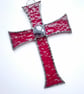 Stained Glass Byzantine Cross - Red