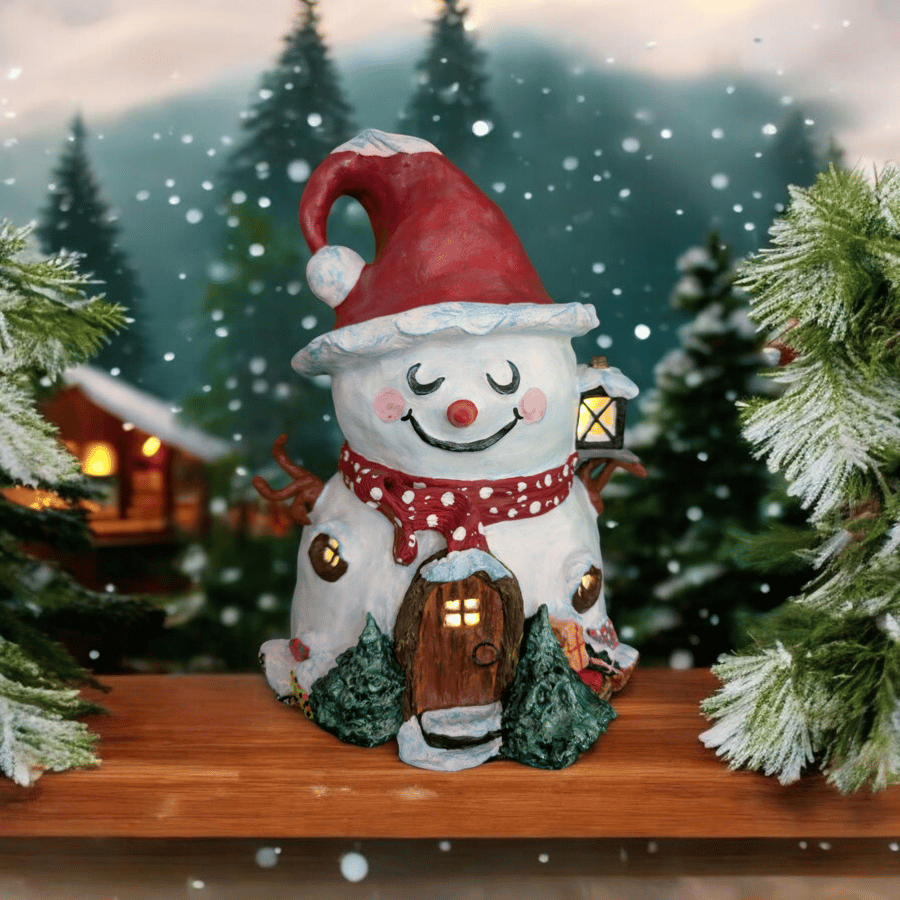 Christmas decorations snowman illuminated handmade festive decorative item