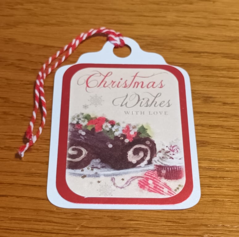 Yule Log Christmas Gift Tag - Christmas Wishes 