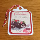 Yule Log Christmas Gift Tag - Christmas Wishes 