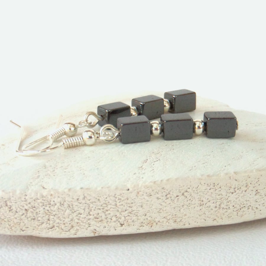 Hematite dangly earrings