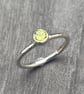 Peridot Silver ring, birthstone ring, sterling silver hammered stone ring, green