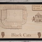 Sunderland Stadium of Light wall plaque laser engraved wood seating plan