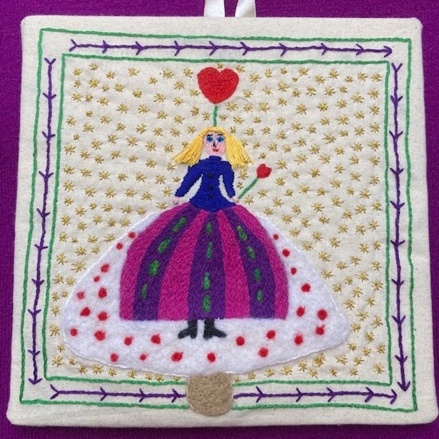 Love fairy hand embroidered picture.