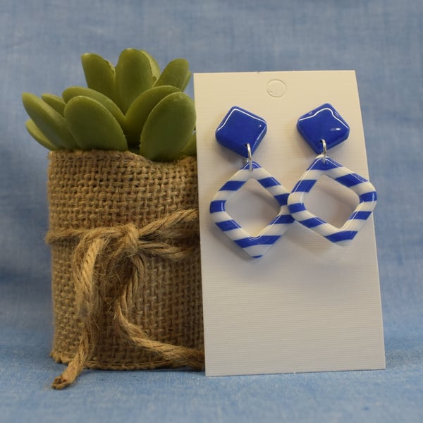 Stripe Diamond Shaped Earrings