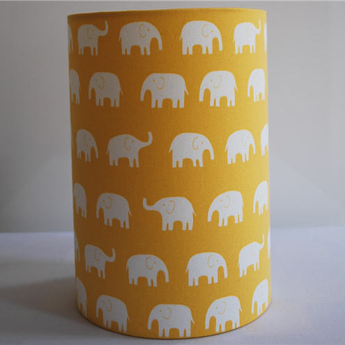 Handmade Drum Lampshade in Daiwabo's Japanese Tip Top Elephants Fabric