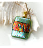 Dichroic Glass Pendant 278 Red Striped Handmade with gold plated chain - Image 5