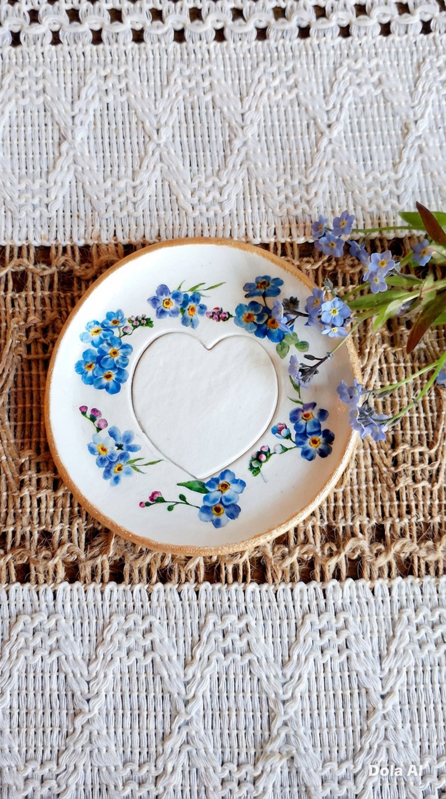 Clay Forget Me Not Trinket Jewellery Dish