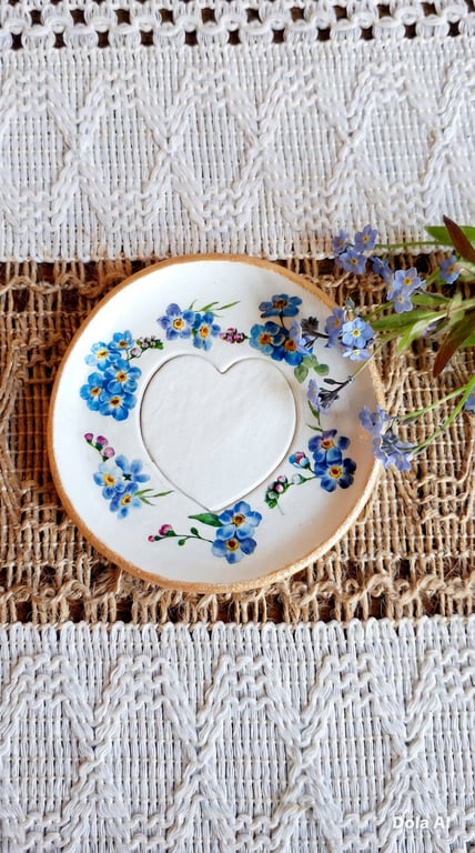 Clay Forget Me Not Trinket Jewellery Dish
