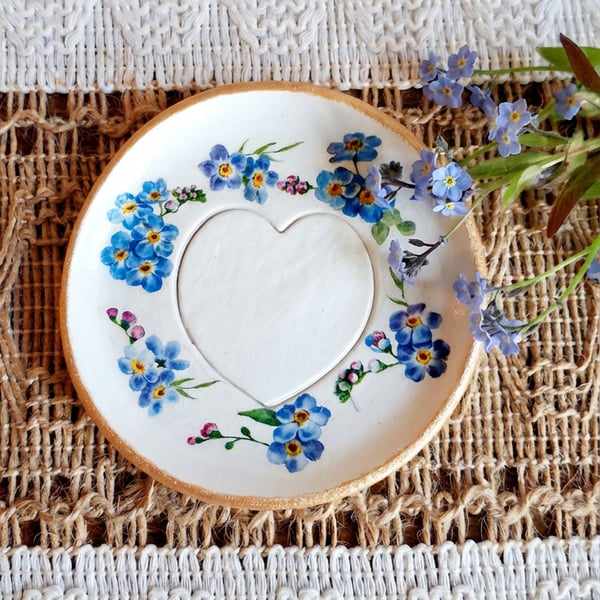Clay Forget Me Not Trinket Jewellery Dish