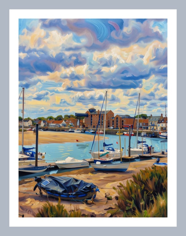 Wells-Next-The Sea Art Greeting Card A5 Size View Of Harbour 