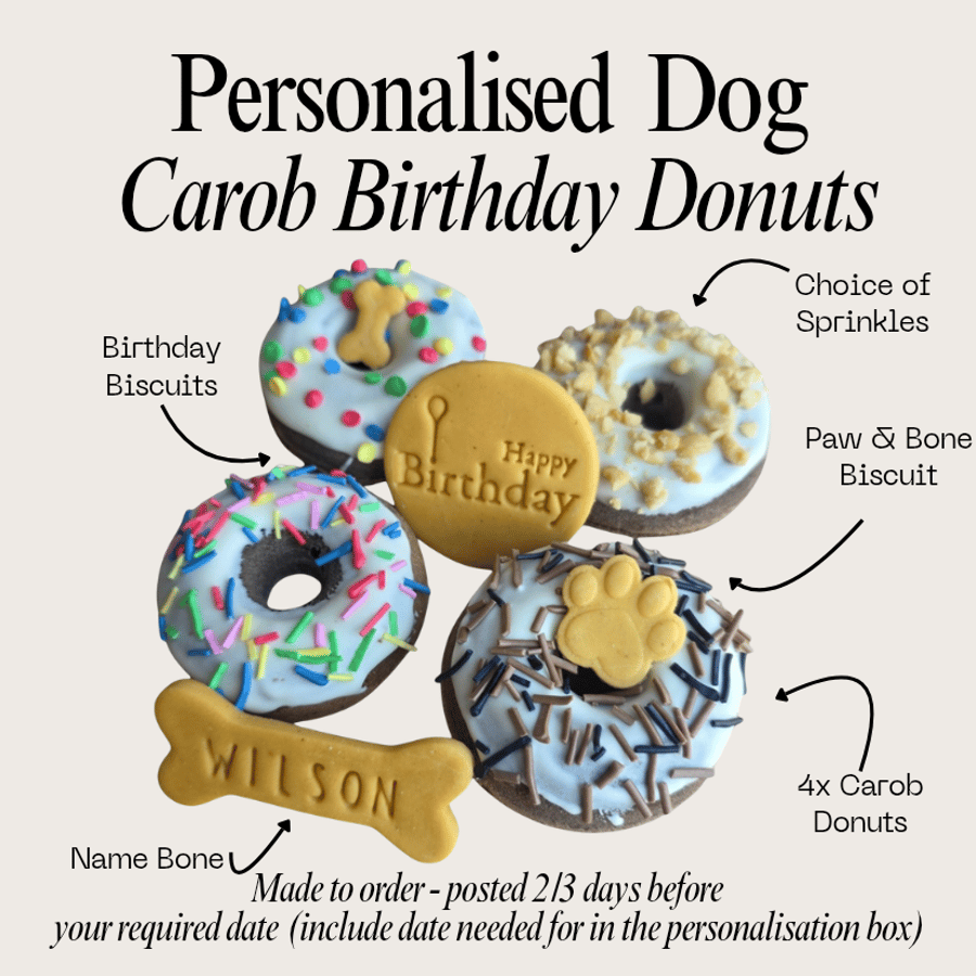 Personalised dog birthday Donuts - Custom Puppy sprinkle treat box