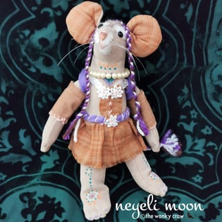 Bonnie the Bohemian Wishing Mouse textile art doll by neyeli