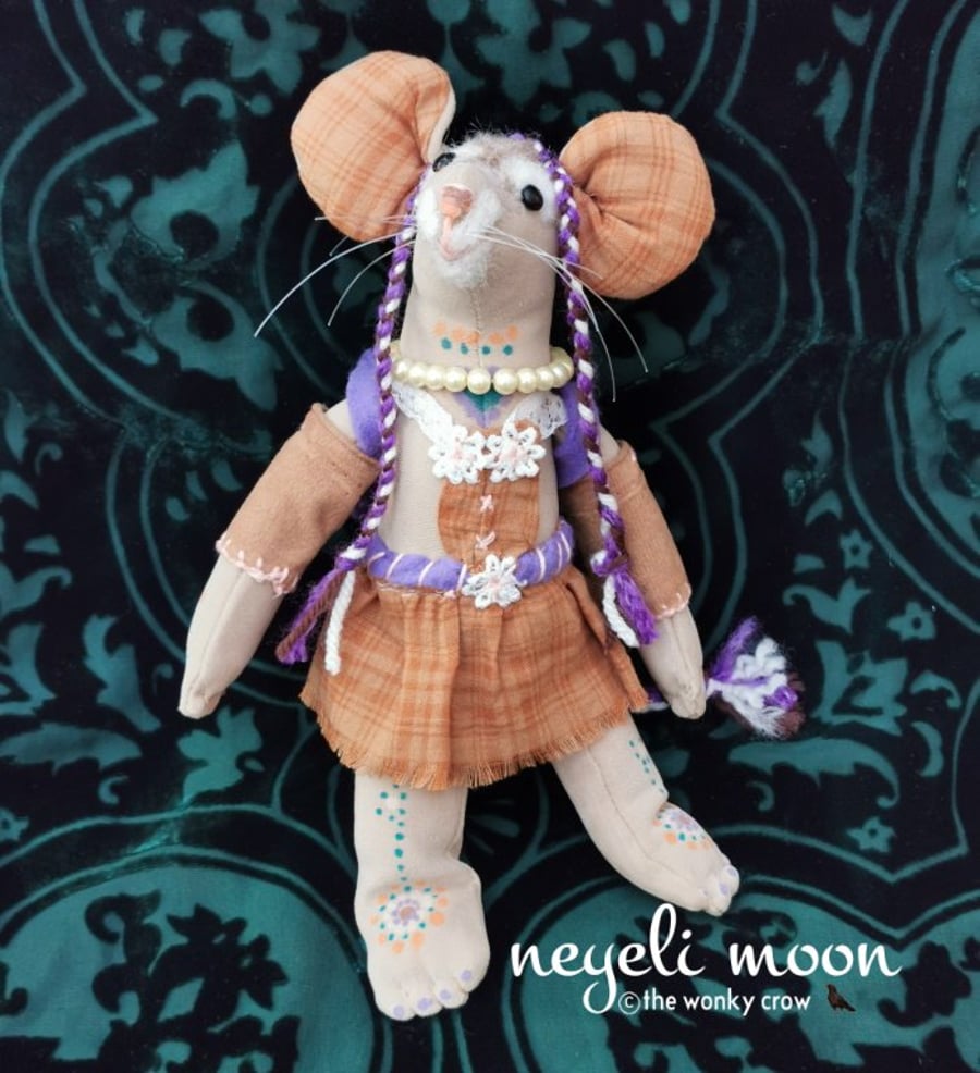 Bonnie the Bohemian Wishing Mouse textile art doll by neyeli