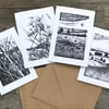 Art cards pack of 4 recycled greeting cards, note cards by Beth Knight. A6