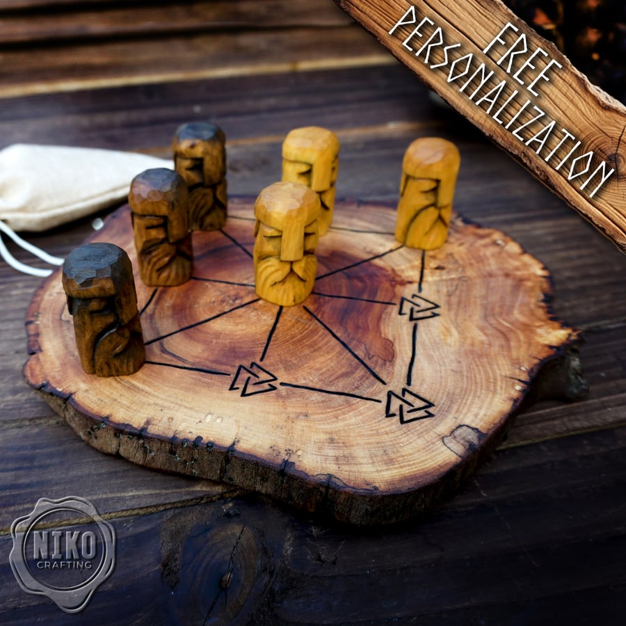 Three Men’s Morris – Handmade Wooden Board Game - Odin's Version