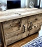 Coffee Table with doors Lounge Table TV Stand tv Unit - Industrial , Vintage Sty - Image 4