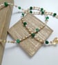 Green Agate Style Beaded Statement Necklace - Amber & Champagne Rondelle Glass - Image 5