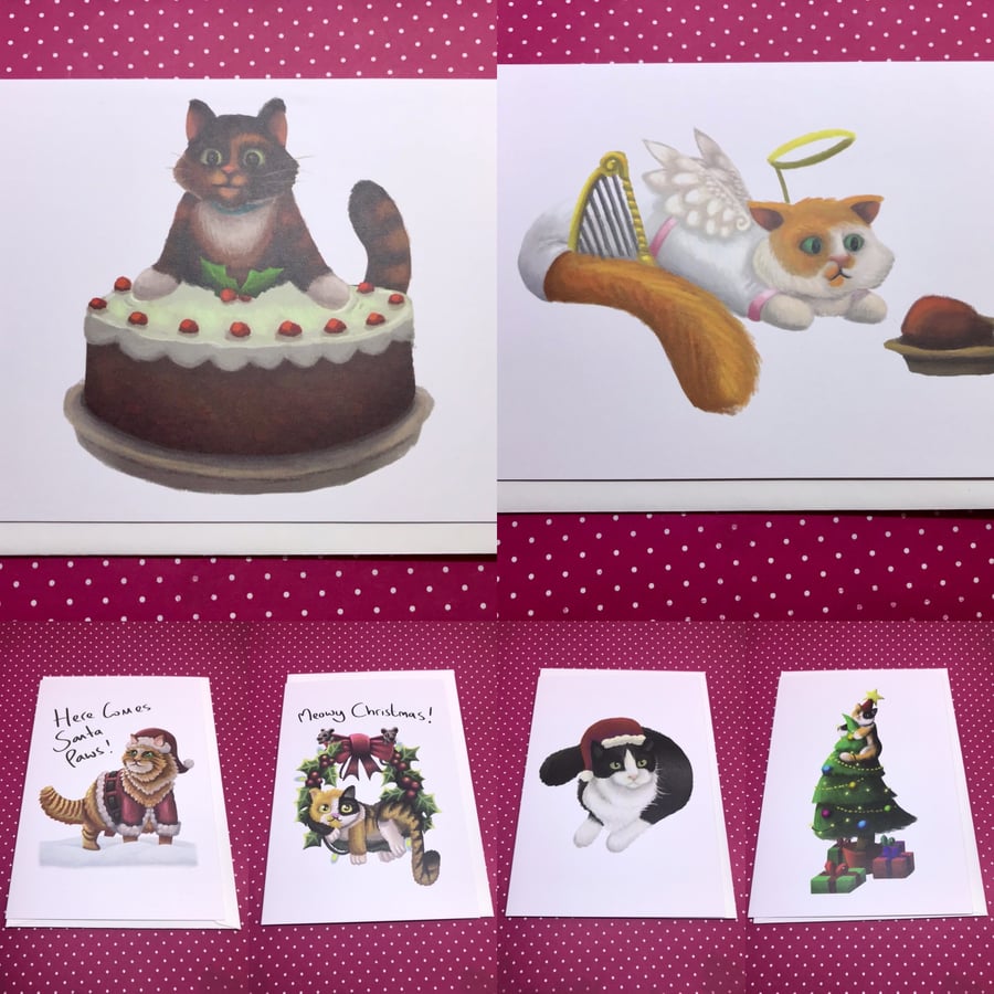 Christmas Cats - Set of 6 cards