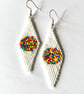 Diamond Moon Beadwoven Earrings - Bright Colours