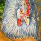 Folk Art Original  Chicken Painting, Farmhouse style, in rich tones with texture