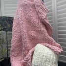 Chunky Hand Knitted Pink Blanket Throw (AMAZING OFFER PRICE!)