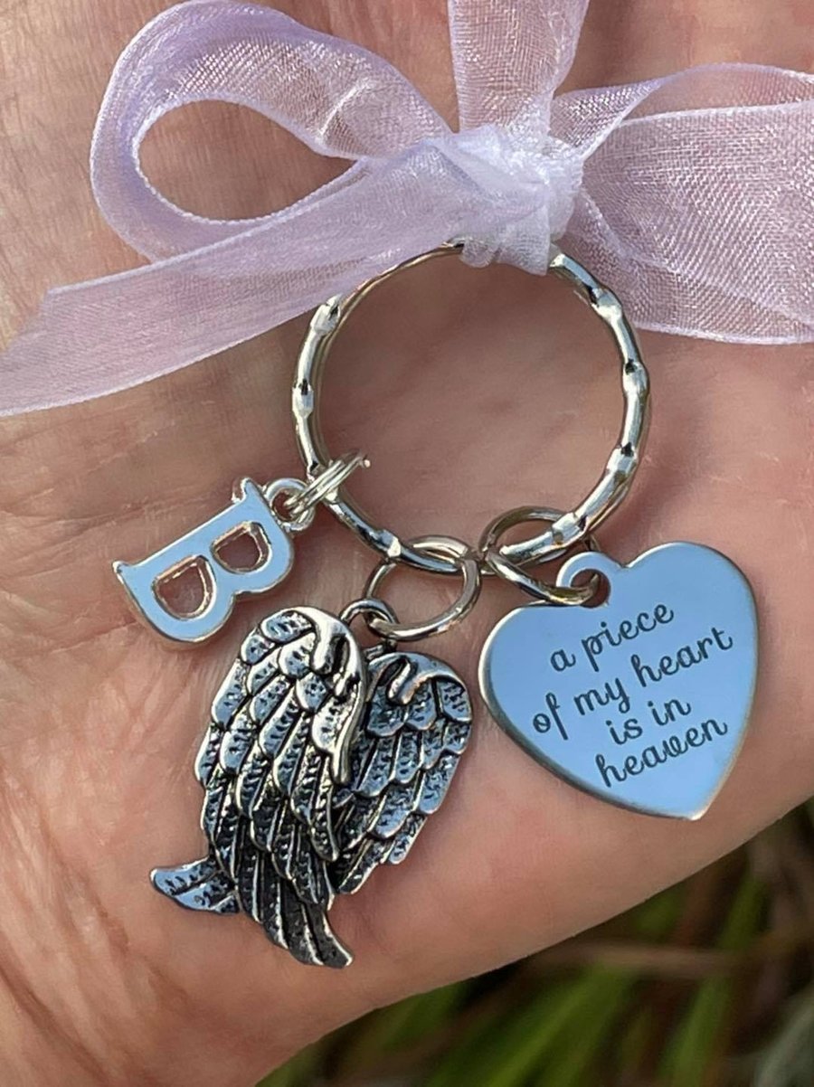 Personalised A Piece of My Heart Is In Heaven Memorial Keyring Keychain 