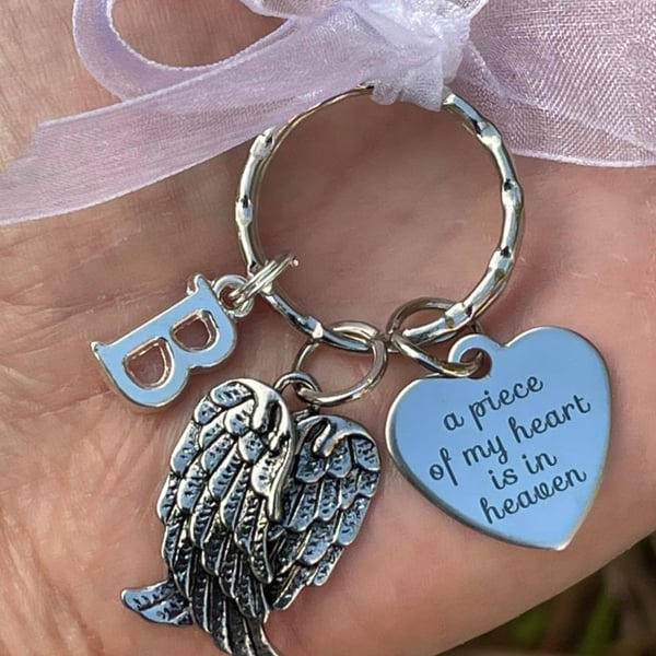 Personalised A Piece of My Heart Is In Heaven Memorial Keyring Keychain 
