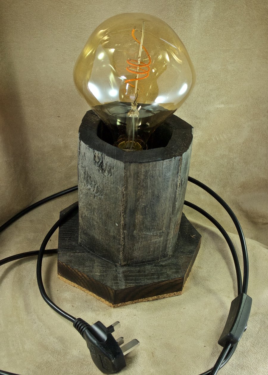 Unique hand crafted oak Scottish whiskey barrel industrial table lamp. PR486