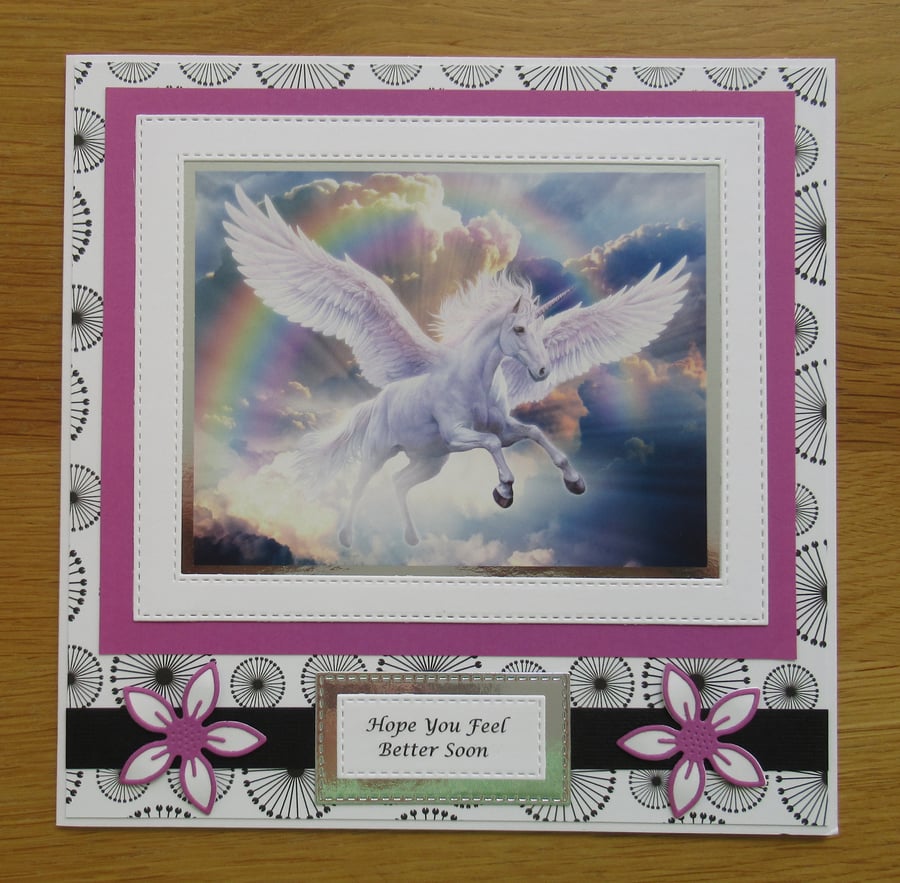 Unicorn - Feel Better Soon - Large Card (19x19cm)