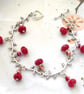Red Topaz Gemstone Leaf Bracelet - UK Free Post - Image 1