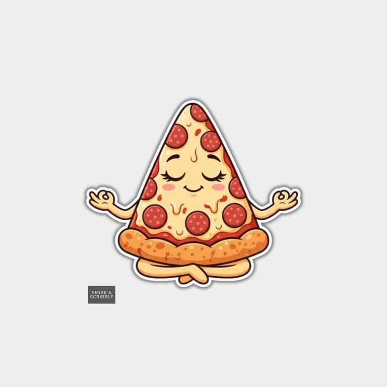 Funny Vinyl Die Cut Sticker For Adults - Cute Yoga Pizza