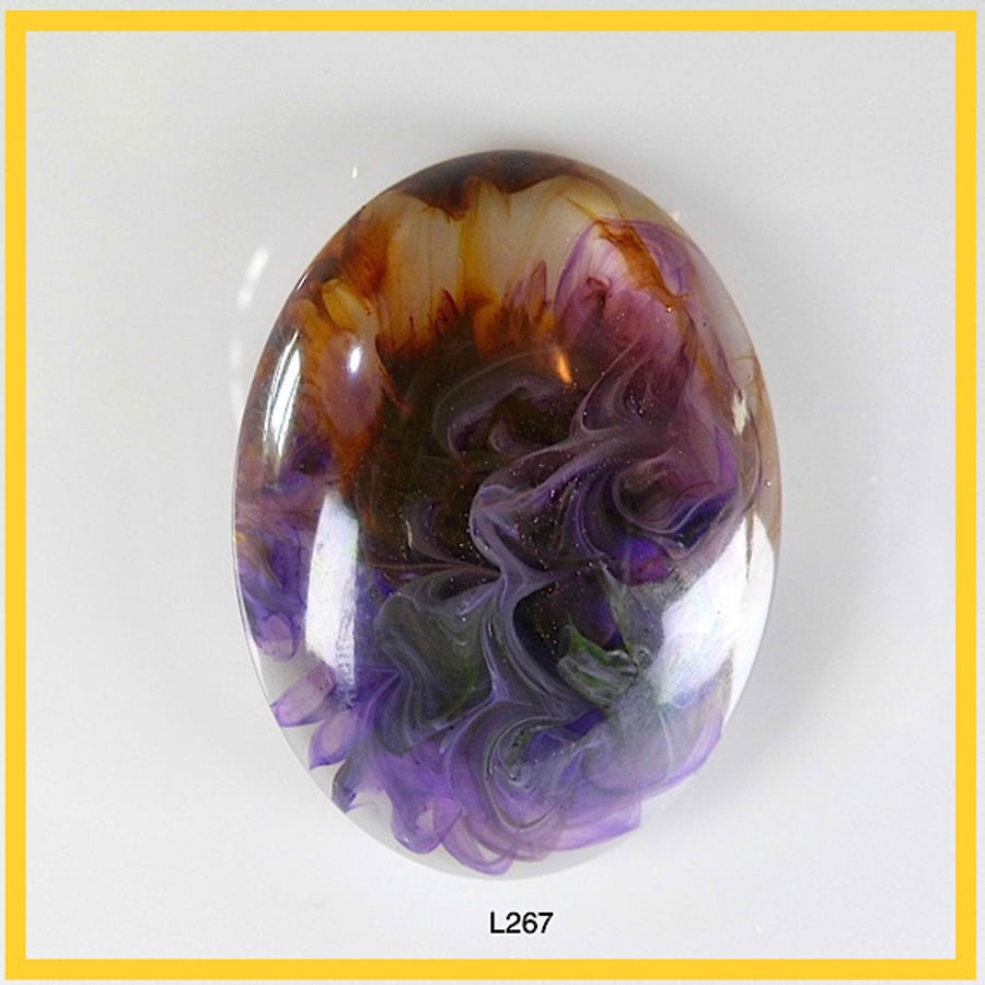 Large Purple Cabochon, hand made, Unique, Resin Jewelry - L267
