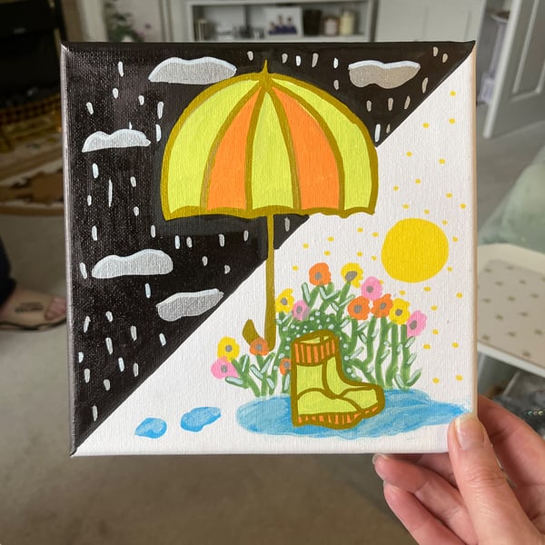 Umbrella & wellies picture 