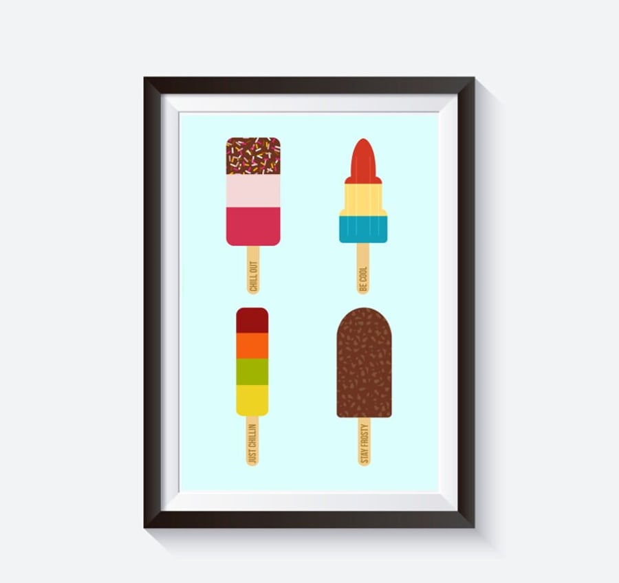 Ice lolly illustration, ice cream poster