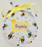 Personalised Bee Name Hoop - Bumblebee Keepsake Embroidery Hoop - Nursery Decor  - Image 3